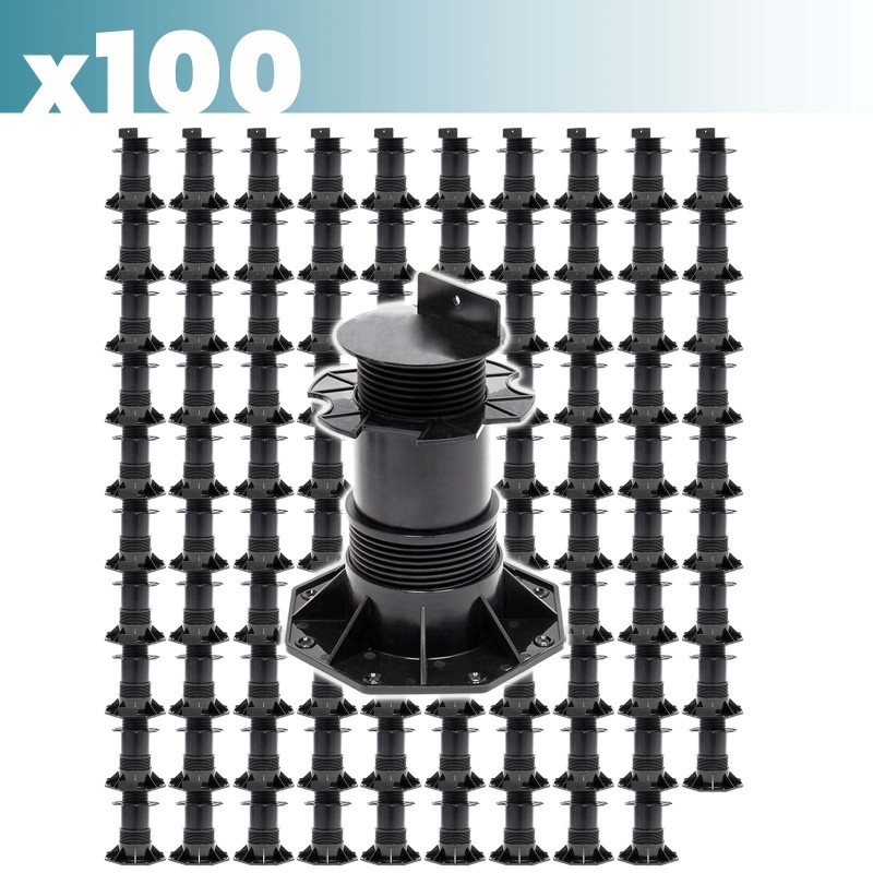 XPOtool Säädettävät terassijalat 100 kpl, 137–215 mm, 2700 kg, musta
