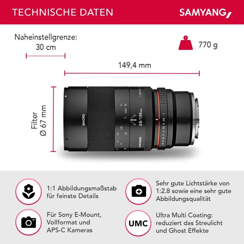 Samyang 100mm f/2.8 Makro-objektiivi Fuji X -sarjalle, manuaalinen tarkennus