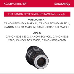Samyang 24 mm f 1 5 Video DSLR II laajakulmaobjektiivi Canon EF manuaalinen tarkennus musta
