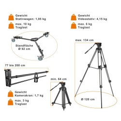 Walimex pro Director Pro II kameranosturipaketti, EI-9901 videojalka ja WT-600 jalustavaunu