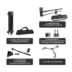 Walimex pro Director Pro II kameranosturipaketti, EI-9901 videojalka ja WT-600 jalustavaunu