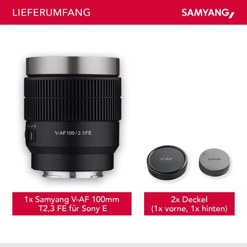 Samyang V-AF 100 mm T2,3 video-objektiivi Sony E / FE, autofokus, 8K-tuki
