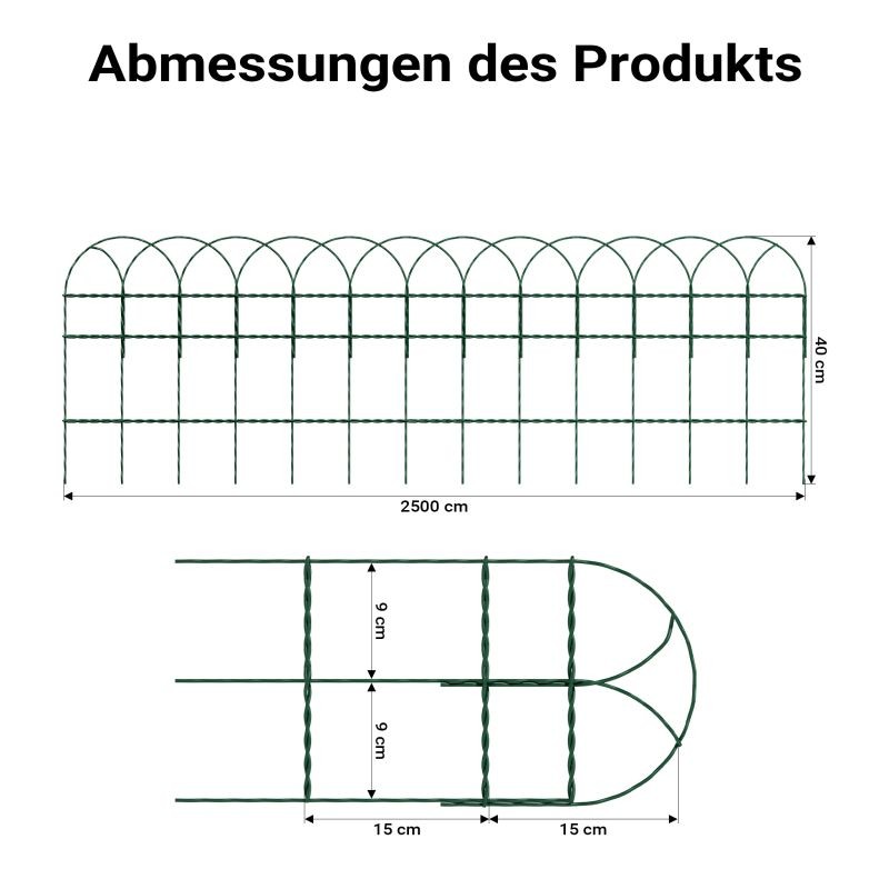 Puutarhan verkkoaita 0,4 x 25 m, vihreä, PVC-pinnoitettu teräs, silmäkoko 9 x 15 cm
