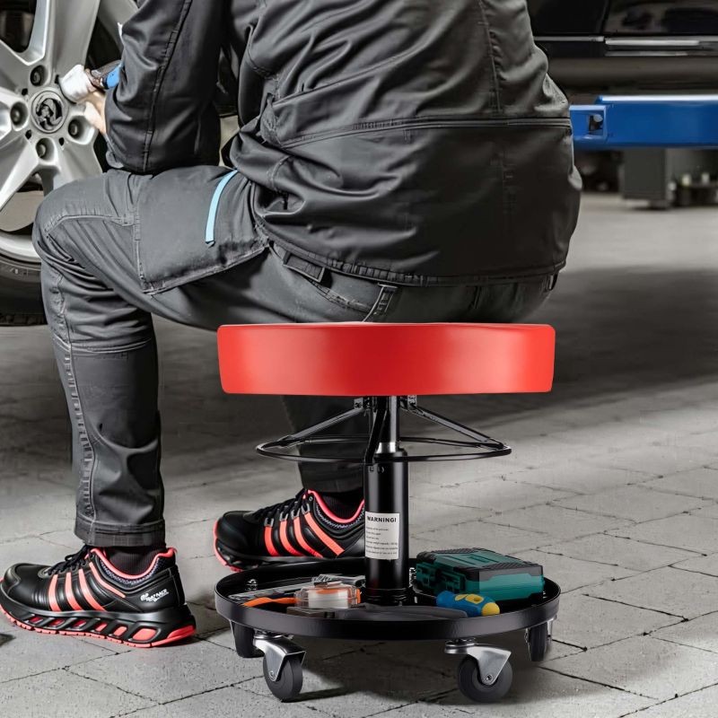 Korkeussäädettävä pyörityötuoli 40,5-53,5 cm, pehmustettu teräsrunko, kantavuus 150 kg