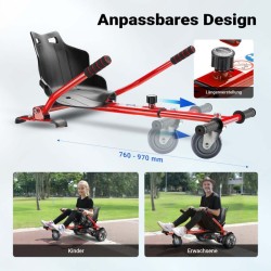 Säädettävä istuinkartti hoverboardille, punainen, ergonominen istuin, max 120 kg