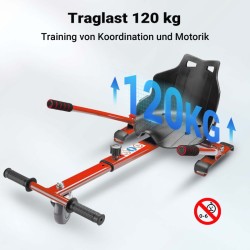 Säädettävä istuinkartti hoverboardille, punainen, ergonominen istuin, max 120 kg