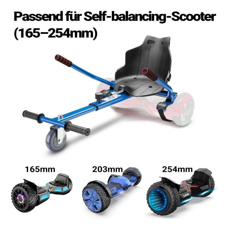 Säädettävä hoverboard-istuin, sininen, max 120 kg