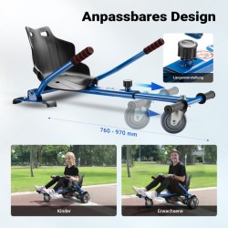 Säädettävä hoverboard-istuin, sininen, max 120 kg