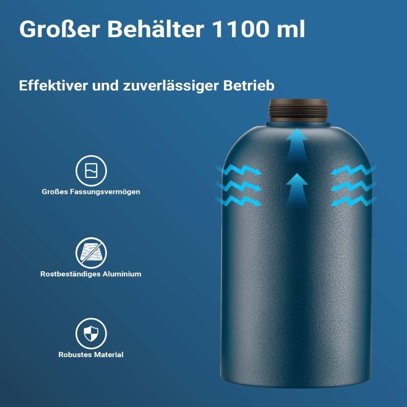 Painesäiliöllinen ruiskupistooli 1100 ml 4-6 bar alumiini, koukku- ja pyörösuuttimet