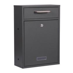 Postilaatikko V52 antrasiitti 285 x 120 x 400 mm sinkitty teräs nimikylttiaukko ja 2 avainta
