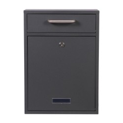 Postilaatikko V52 antrasiitti, 285 x 120 x 400 mm, sinkitty teräs, nimikylttiaukko ja 2 avainta