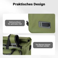Pyörän tavaratelineen laukku ja reppu 25 l, vedenkestävä, läppäritasku, oliivinvihreä