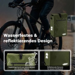 Pyörän tavaratelineen laukku ja reppu 25 l, vedenkestävä, läppäritasku, oliivinvihreä