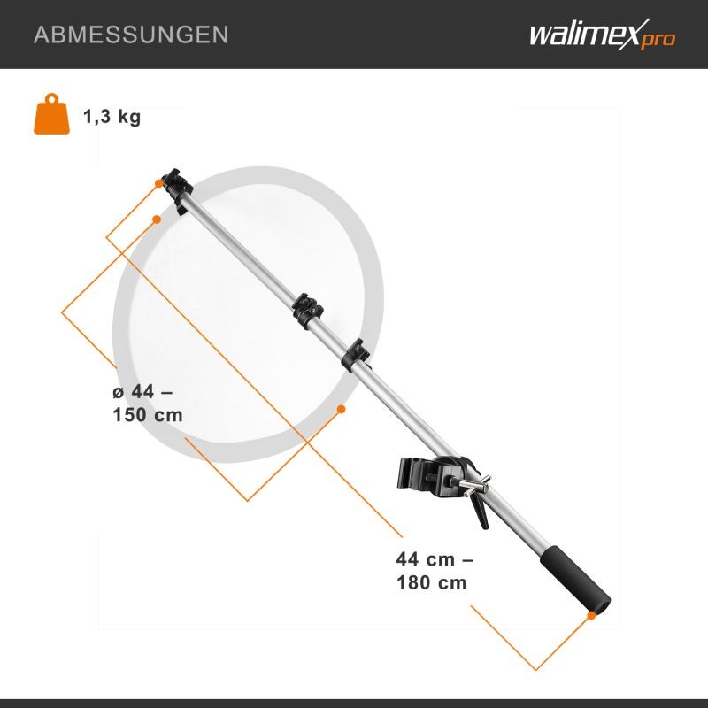 Walimex pro Heijastinpitelin, teleskooppivarsi 44-150 cm, 1800 x 100 x 100 mm, kuljetuslaukku