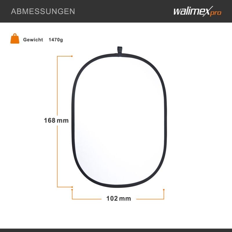 Walimex pro 5-in-1 taitettava heijastin 1680 x 1020 x 20 mm ovaali, kulta, hopea, valkoinen, musta, läpinäkyvä