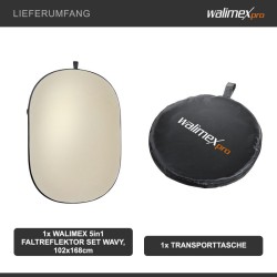 Walimex pro 5-in-1 taitettava heijastin 1680 x 1020 x 20 mm ovaali, kulta, hopea, valkoinen, musta, läpinäkyvä