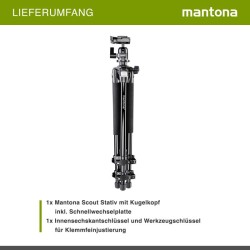 Mantona Basic Scout alumiininen matkajalusta kuulapäällä kantavuus 5 kg