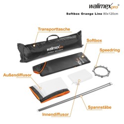 Walimex pro Softbox Orange Line 80 x 120 cm 360 kääntyvä valonmuokkaaja valokuvaukseen ja videotuotantoon