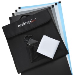 Walimex pro kokoontaitettava LED valokuutio 430 x 430 x 430 mm 4 taustaa ja diffuusori