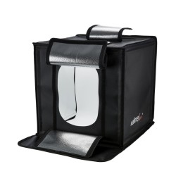 Walimex pro kokoontaitettava LED-valokuutio 430 x 430 x 430 mm, 4 taustaa ja diffuusori