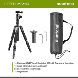 Mantona DSLM Travel Evolution 225 matkajalusta 147 cm 8 kg alumiini pallopää ja yksijalkafunktio