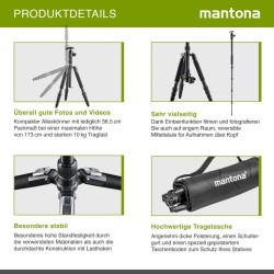 Mantona DSLM Travel Evolution Max 2552-RA alumiininen matkajalka panoraamapallopäällä