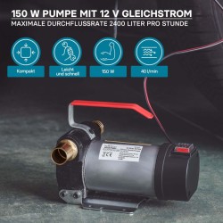Siirrettävä diesel-, biodiesel- ja lämmitysöljypumppu 12 V, 150 W, 40 l/min, itseimevä