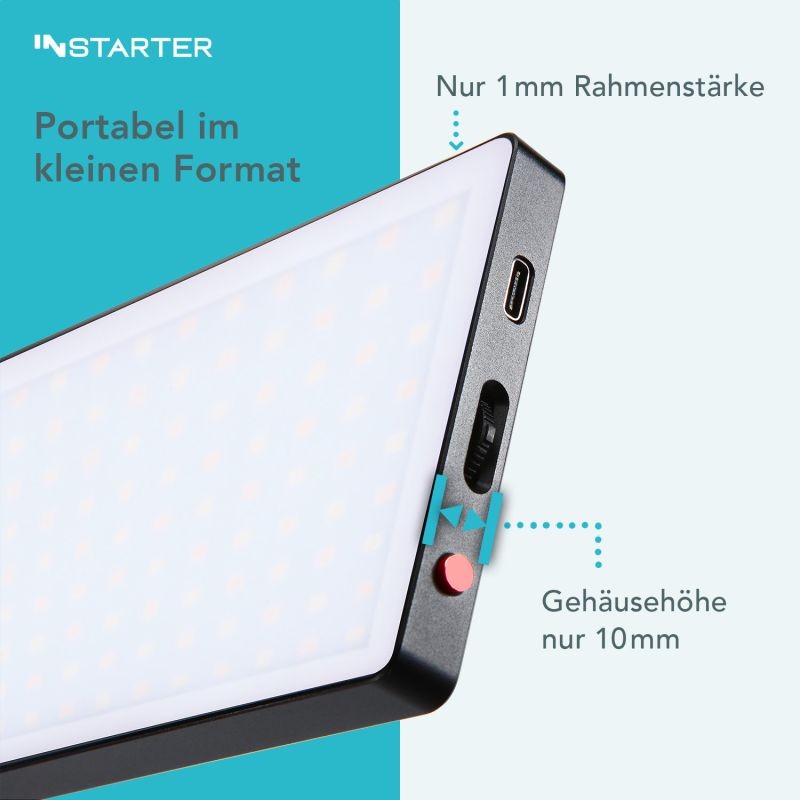 Instarter Spectar Bi-Color P-Pocket LED 0.6 LED-videovalo 9 W, diffuusori ja Powerbank-toiminto