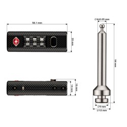 TSA-hyväksytty 3-numeroinen salkkulukko ase- ja kuljetuslaatikoille, 4 kpl, musta