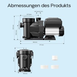XPOtool Allaspumppu 750 W 21 000 l/h säädettävä pyörimisnopeus 17 m nostokorkeus
