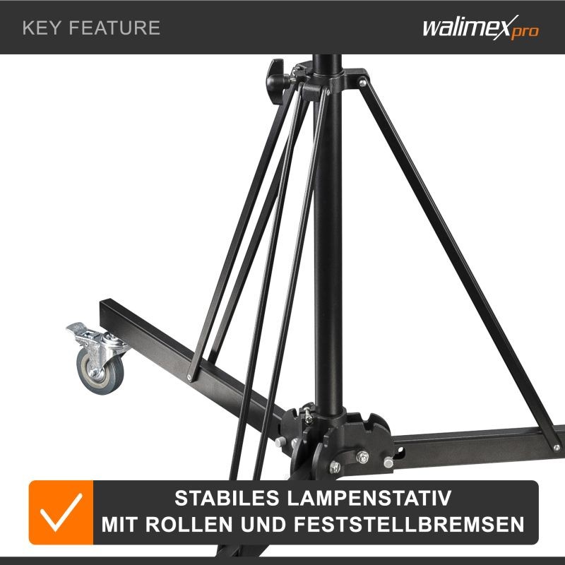 Walimex pro Puomijalka pyörillä, 140–450 cm, puomivarsi 290 cm, musta