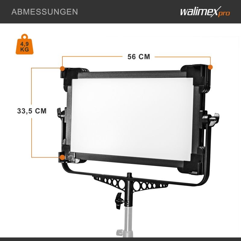 Walimex pro Soft LED 1400 Bi Color Square LED-paneelivalo 100 W, säädettävä värilämpötila, DMX, V-Mount