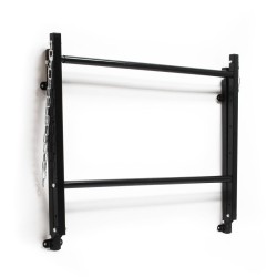 Seinään kiinnitettävä rengasteline 4 renkaalle, säädettävä leveys, 1370 x 730 x 705 mm, 130 kg, teräs, musta
