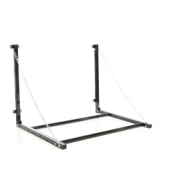 Seinään kiinnitettävä rengasteline 4 renkaalle, säädettävä leveys, 1370 x 730 x 705 mm, 130 kg, teräs, musta