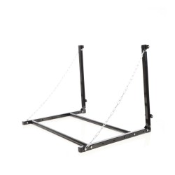 Seinään kiinnitettävä rengasteline 4 renkaalle, säädettävä leveys, 1370 x 730 x 705 mm, 130 kg, teräs, musta