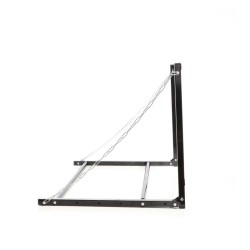 Seinään kiinnitettävä rengasteline 4 renkaalle, säädettävä leveys, 1370 x 730 x 705 mm, 130 kg, teräs, musta