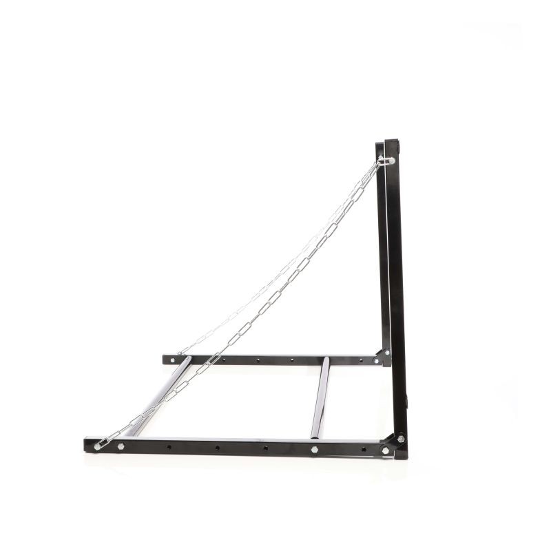 Seinään kiinnitettävä rengasteline 4 renkaalle, säädettävä leveys, 1370 x 730 x 705 mm, 130 kg, teräs, musta