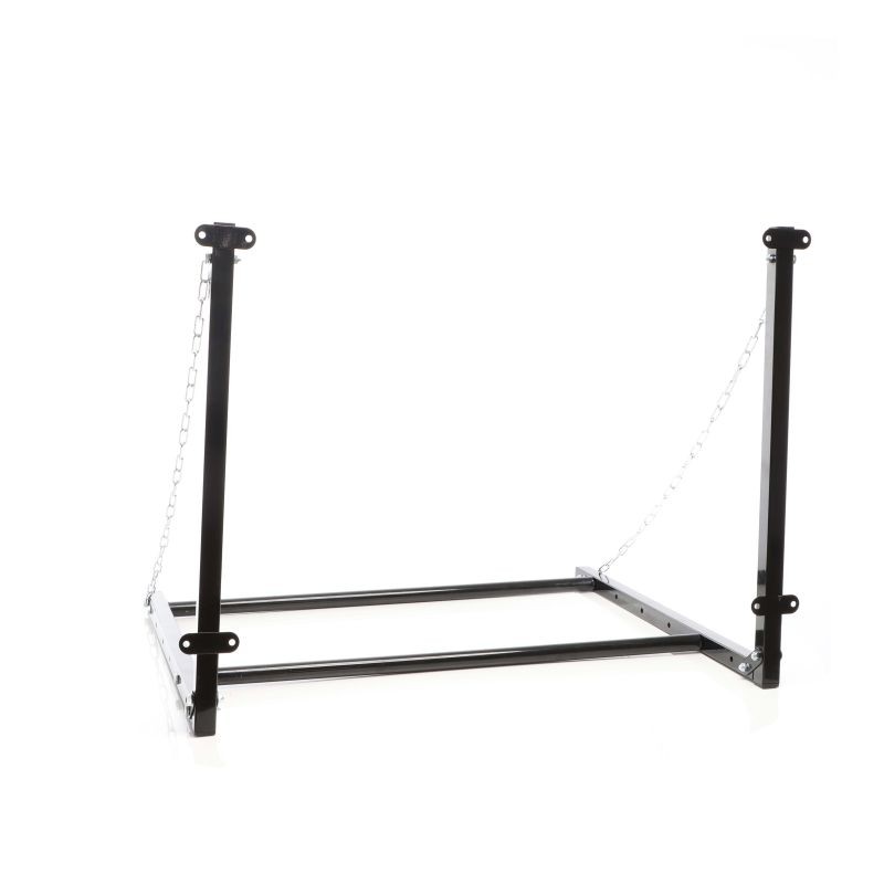 Seinään kiinnitettävä rengasteline 4 renkaalle, säädettävä leveys, 1370 x 730 x 705 mm, 130 kg, teräs, musta