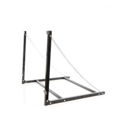 Seinään kiinnitettävä rengasteline 4 renkaalle, säädettävä leveys, 1370 x 730 x 705 mm, 130 kg, teräs, musta