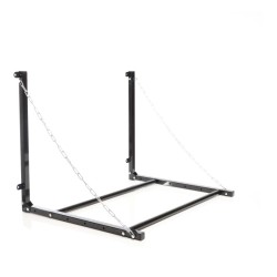 Seinään kiinnitettävä rengasteline 4 renkaalle, säädettävä leveys, 1370 x 730 x 705 mm, 130 kg, teräs, musta