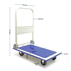 Alustavaunu 150 kg, 720x475x840 mm, taittuva kahva, kumipäällysteinen lastauspinta