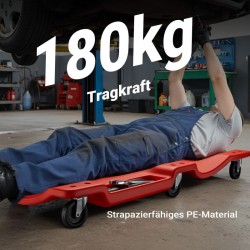Korjausmakaaja 1015 x 475 x 116 mm, 180 kg, polyeteeni, irrotettava niskatuki ja työkalulokerot