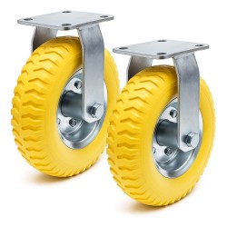 Kuljetuspyöräsarja 2 kpl 225 mm x 58 mm max 100 kg kpl keltainen PU umpiokumi kiinteä pidike