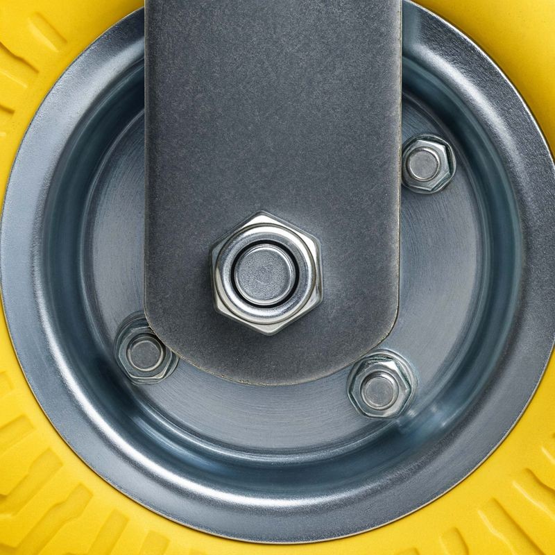 Kuljetuspyöräsarja 2 kpl, Ø225 mm x 58 mm, max. 100 kg/kpl, keltainen, PU-umpiokumi, kiinteä pidike