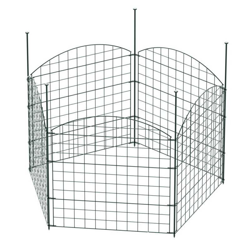 Puutarha-aita 5 kpl, vihreä, 770 x 8 x 780 mm, jauhemaalattu rauta, kaareva yläreuna