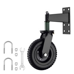 Porttipyörä liuku- ja puutarhaportille, 200 mm kumipyörä, 275 kg, 360° kääntyvä, jauhemaalattu teräs, musta