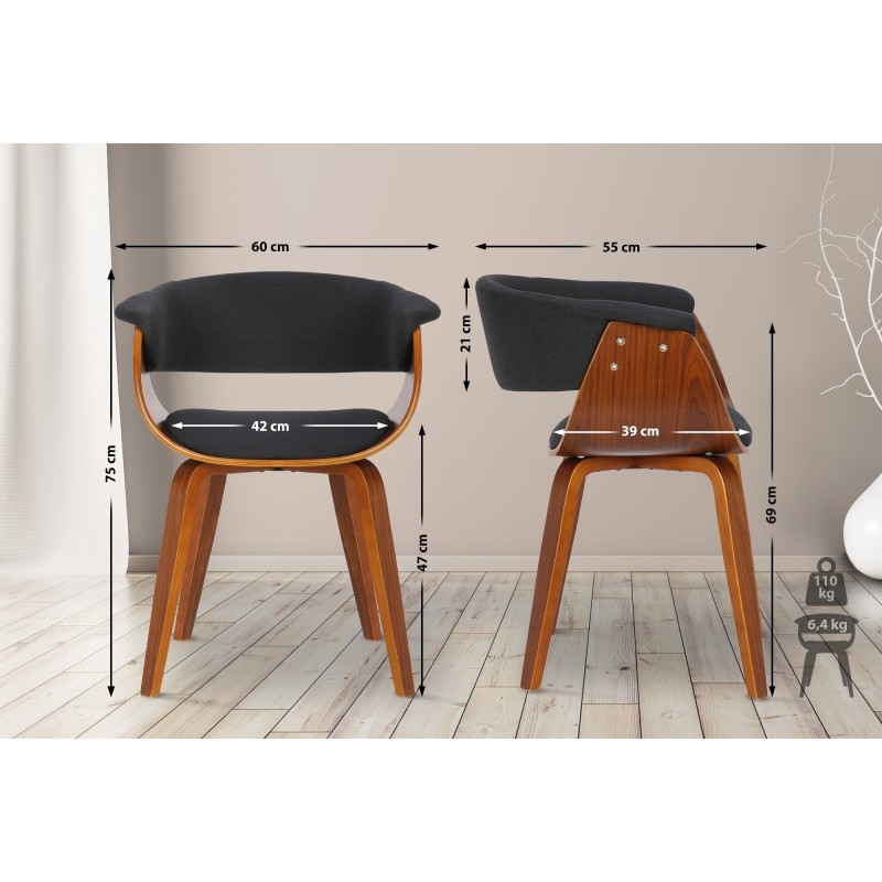 Bruce-tuoli kangasverhoilulla moderni ruokapöydän istuin puukehyksellä