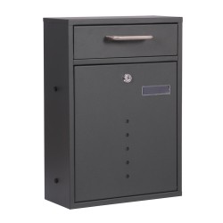 Postilaatikko V51 antrasiitti RAL7016 sinkitty teräs 285 x 120 x 400 mm lukittava