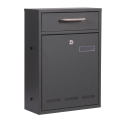 Postilaatikko V53 antrasiitti RAL7016 sinkitty teräs 285 x 120 x 400 mm lukittava nimikyltti ja näköikkuna