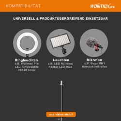 Walimex pro pöytäjalustasetti 2 kpl, 35-65 cm, pallopää ja pöytäkiinnike, musta